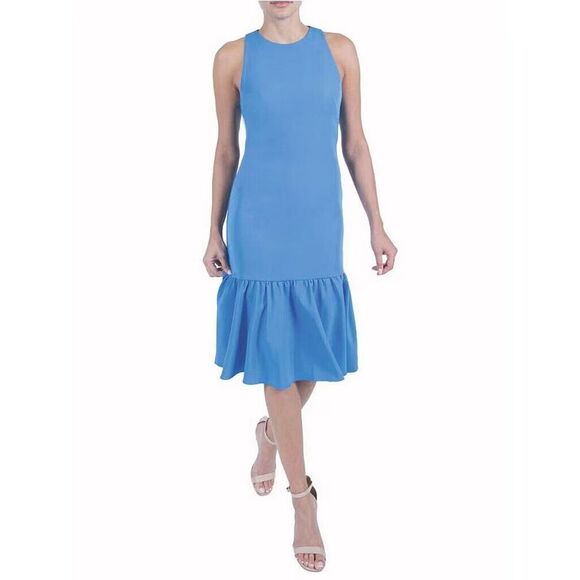 Julia Jordan Dress Size 4 Blue Sleeveless Ruffle Hem Knee‎ Length Fit and Flare - Picture 1 of 9